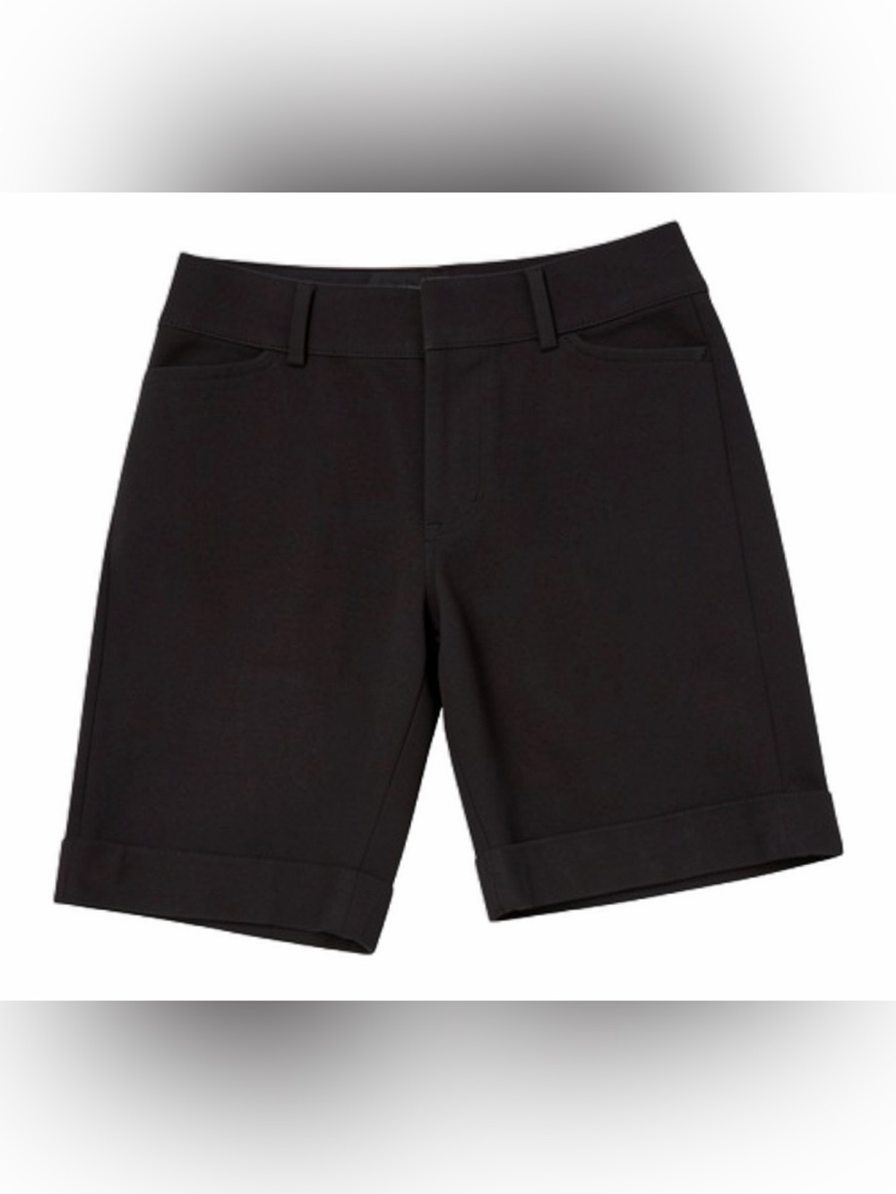 ELLE Classic Black Cuffed Bermuda Shorts